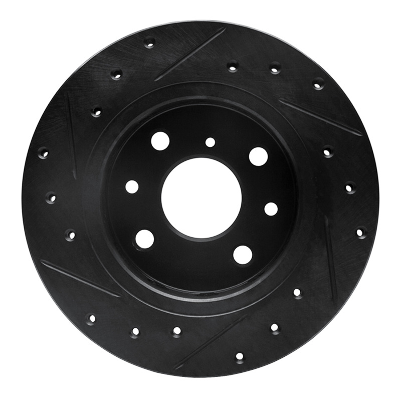 Kia Spectra Brake Rotor (1) - Front Right - R1 Concepts - Drilled & Slotted - Black - `94-`00